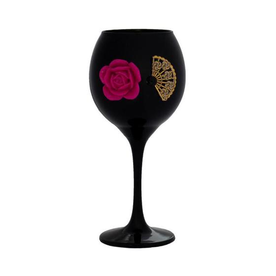 Imagem de Taça Preta Pomba Gira Menina Rosa E Leque 400Ml 20Cm Celebra