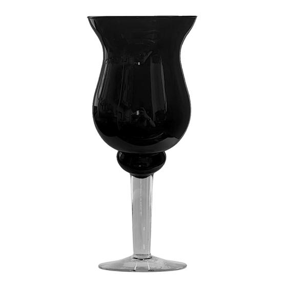 Imagem de Taça Vaso Vidro Preto Napoli Pequeno Ø15x34cm Decoração Sala