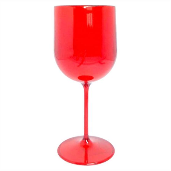Imagem de Taça Vinho Acrílico Bebida Festa 340ml Vermelho Transparente