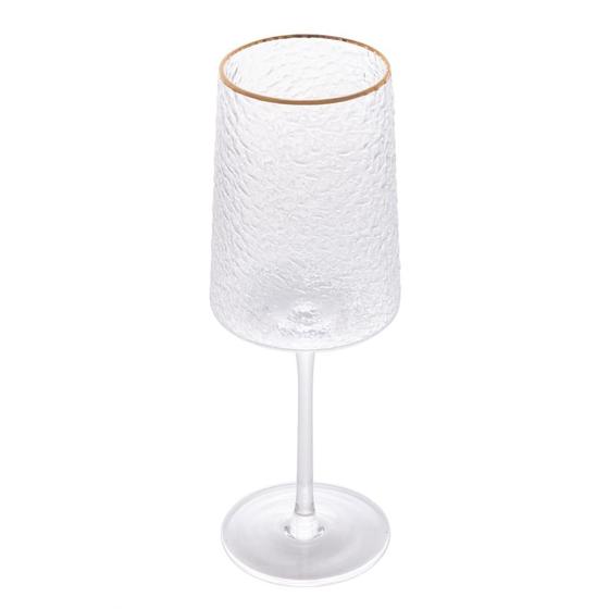 Imagem de Taça  Vinho  Cristal Eco Martelado C/ Borda Dourada 500Ml