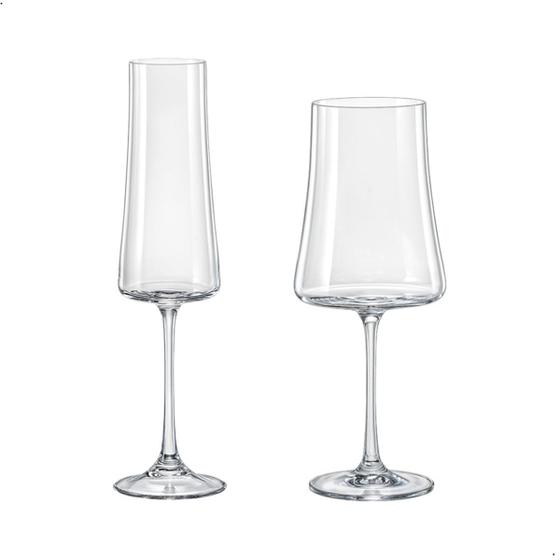 Imagem de Taças De Cristal Bohemia Para Champanhe e Vinho Xtra 12 Peças