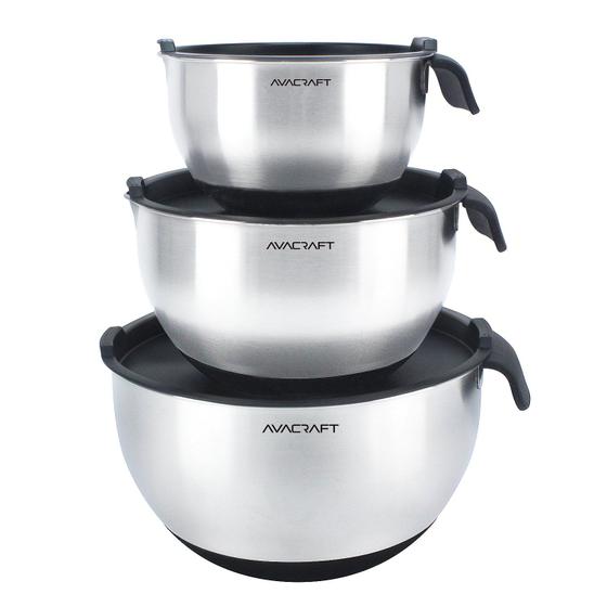 Imagem de Taças de Mistura AVACRAFT em Aço Inoxidável com Tampas - 1,5L / 3L / 5L