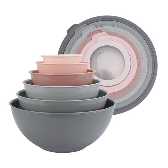 Imagem de Taças de mistura COOK WITH COLOR, conjunto de plástico de 12 peças, rosa ombre