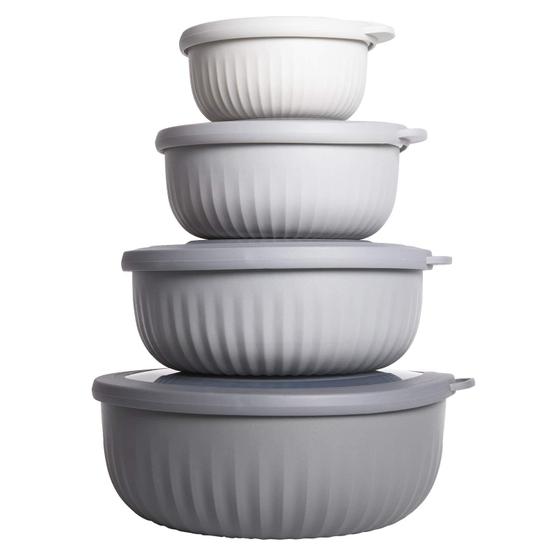 Imagem de Taças de Preparação COOK WITH COLOR - Conjunto com Tampas - Plástico Cinza