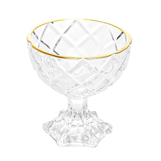 Imagem de Taças de Sobremesa em Vidro Diamond Fio de Ouro 170mL - Lyor