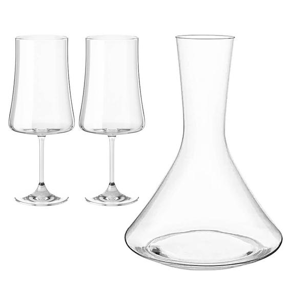 Imagem de Taças de Vinho e Decanter em Cristal Com Titânio Pleasure 560ml 3 peças - Haus Concept