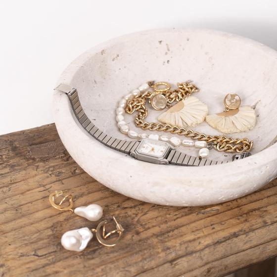 Taças decorativas, prateleira e recanto, travertino para decoração de casa
