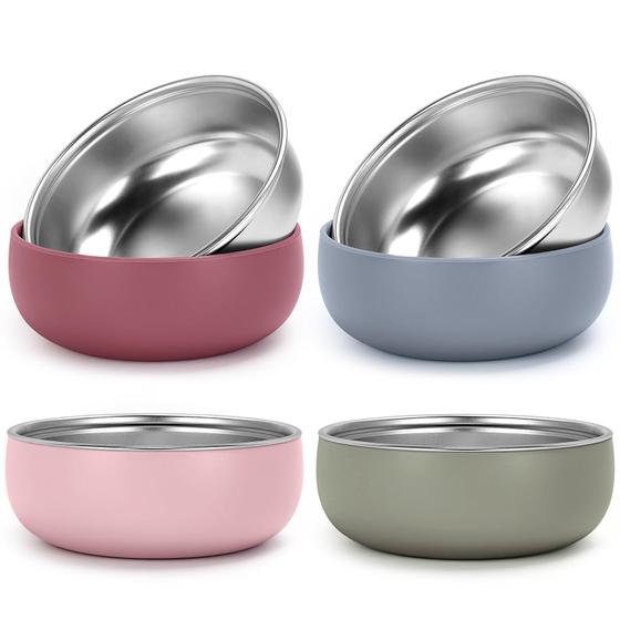 Imagem de Taças para Bebês ShineMe em Aço Inoxidável com Capa de Silicone - 400ml (Pacote com 4)
