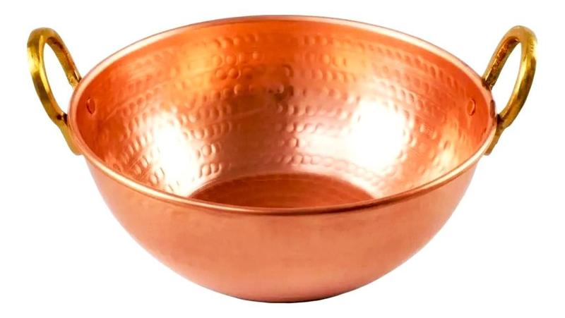 Imagem de Tacho De Cobre Puro 3 Litros Multiuso Com Alça De Bronze