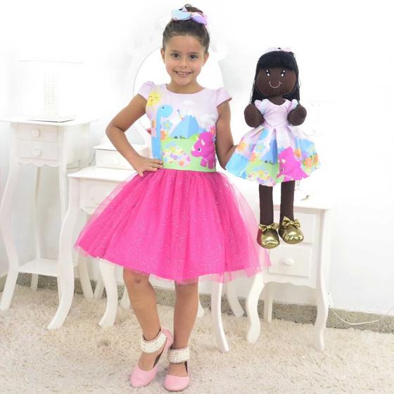 Imagem de Tal Filha Tal Boneca Nina - Vestido Tema Dinossauros