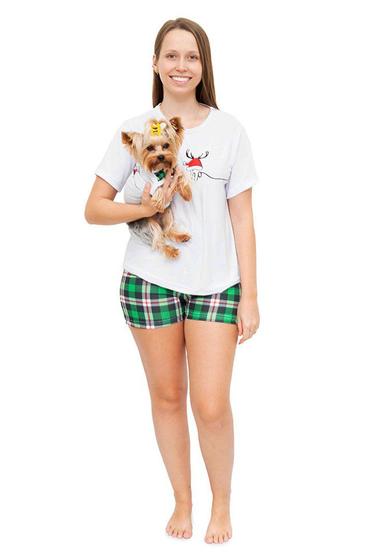 Imagem de Tal Mãe Tal Pet Pijama Feminino Curto e Roupa Pet Natal Chess