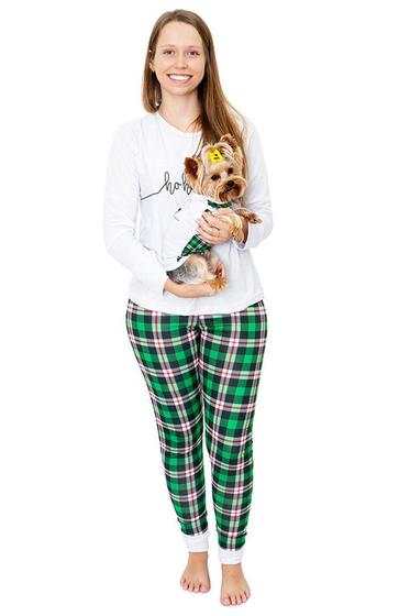 Imagem de Tal Mãe Tal Pet Pijama Feminino Longo e Roupa Pet Natal Chess