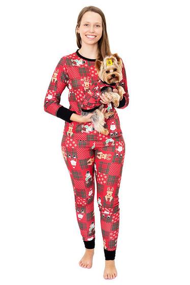 Imagem de Tal Mãe Tal Pet Pijama Feminino Longo e Roupa Pet Natal Magic