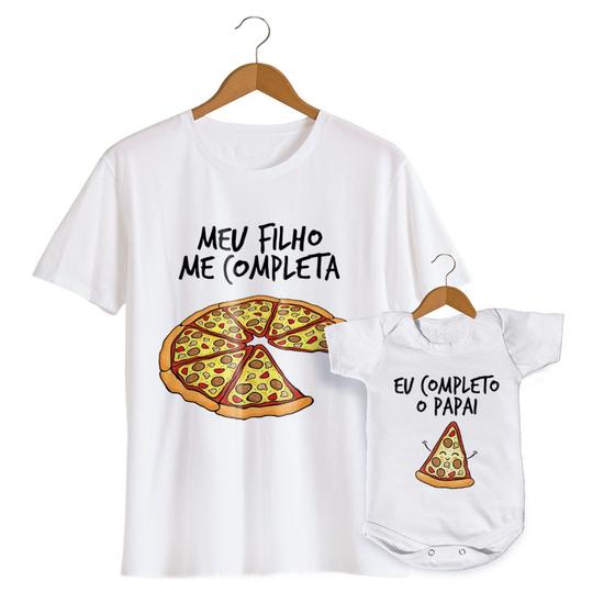 Imagem de Tal Pai Tal Filho Kit Camiseta E Body Estampa De Pizza