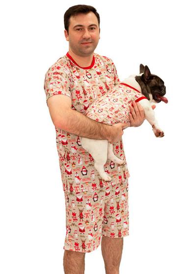 Imagem de Tal Pai Tal Pet Pijama Masculino Curto e Roupa Pet Natal Polar