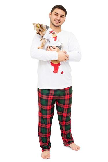 Imagem de Tal Pai Tal Pet Pijama Masculino Longo e Roupa Pet Natal Rena