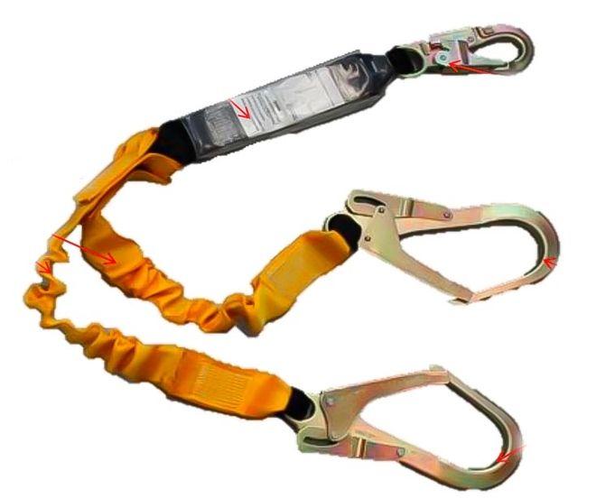 Imagem de Talabarte Em Y Duplo Msa Workman Com Elástico e Absorvedor de Energia 1,20 Metros  Modelo 311282