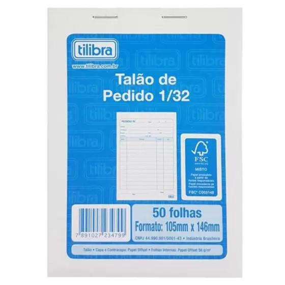 Talão De Pedido 132 Pequeno Tilibra 50 Folhas Pacote Com 20 Blocos 105x146mm Recibo 4692