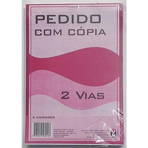 Imagem de Talão de Pedido 2 vias Grande(21 x 14,5cm) 5 Talões