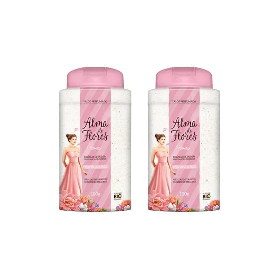 Imagem de Talco Alma De Flores 100g Essencia Jasmim-Kit C/2un