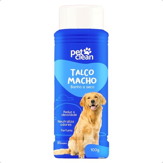Imagem de Talco Banho A Seco Para Cachorro E Gato Pet 100g Macho - Pet Clean