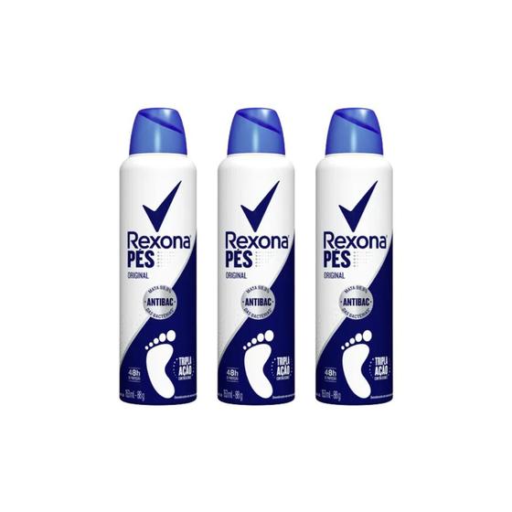 Imagem de Talco Para Pés Rexona Aerossol 153ml Efficient Original - Kit C/ 3un