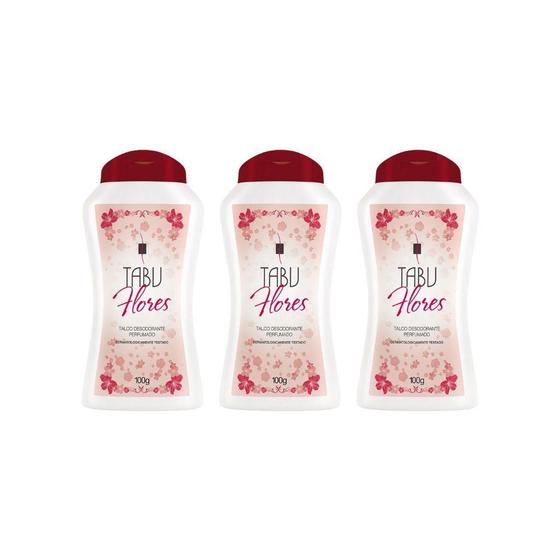 Imagem de Talco Tabu 100G Flores - Kit Com 3Un