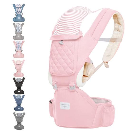 Imagem de TALENBEEN Baby Carrier com hip seat baby wrap carrier All Season Multifunctional Baby Carrier Newborn to Toddler Baby Doll Carrier Front and Back for Men and Girls (Pink)