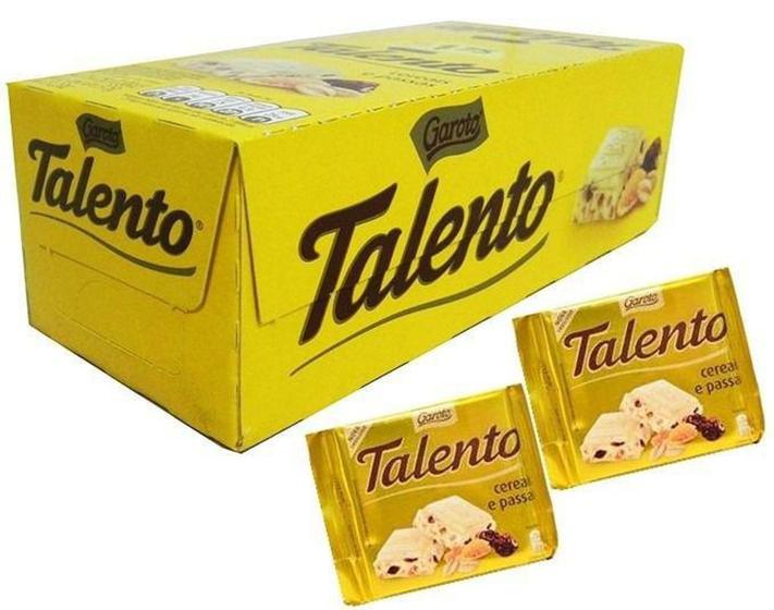 Talento chocolate cereais passas 15 x 25g 375g garoto Chocolate