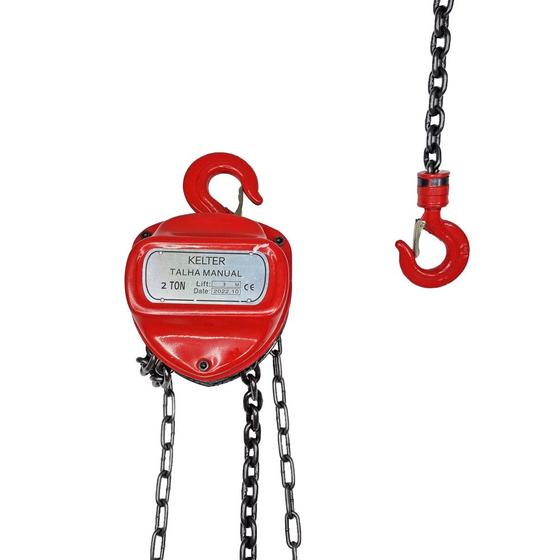 Talha Manual 2 Tonelada Com 3 Metros De Corrente Kelter KTM2S Menor preço em Talha Manual 2 Tonelada Com 3 Metros De Corrente Kelter KTM2S