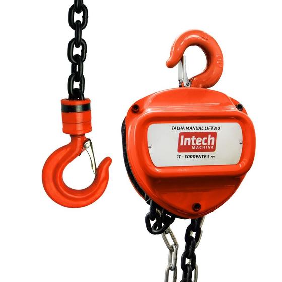 Imagem de Talha manual com capacidade de 1.000 kg e 3 metros de corrente - LIFT310 - Intech Machine