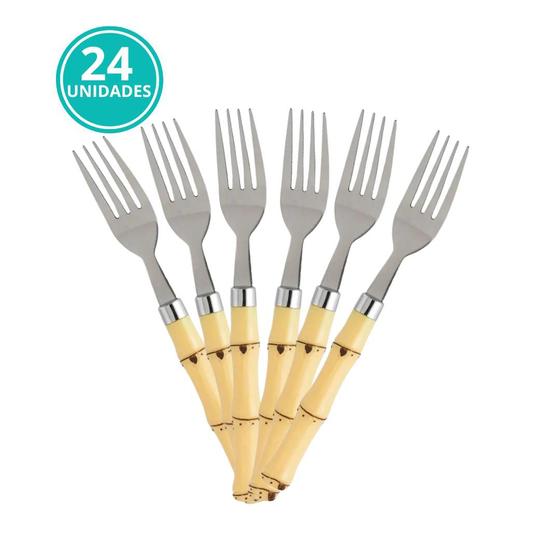 Talher Conjunto Jogo 24 Peças Bambu Luxo Garfo Faca Colher Menor preço em Talher Conjunto Jogo 24 Peças Bambu Luxo Garfo Faca Colher