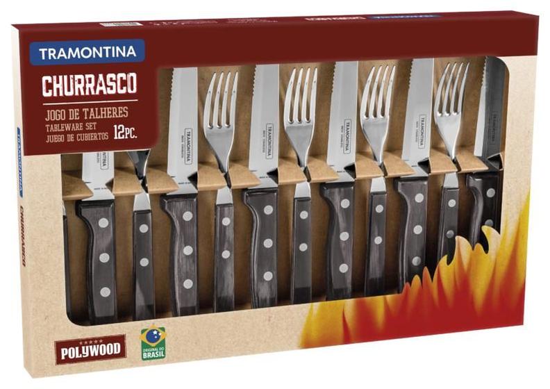 Imagem de Talheres Churrasco Polywood Castanho 12 Pçs Tramontina