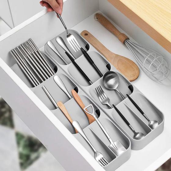 Imagem de Talheres de cozinha organizador bandeja de armazenamento colher garfo caixa de separação faca bloco titular utensílios d