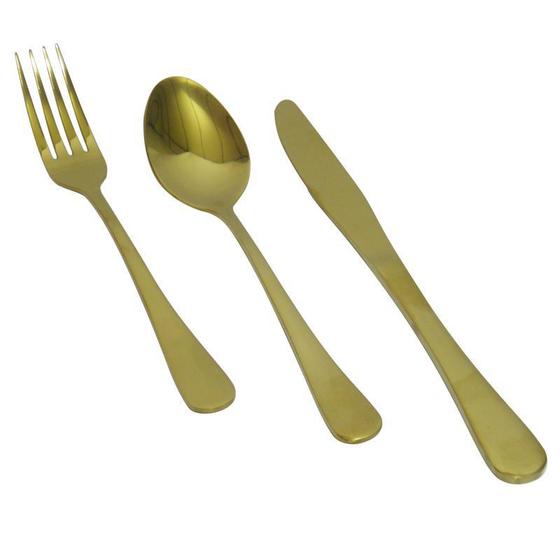 Imagem de Talheres Ouro Elite Gourmet Jantar Garfo Faca Colher Kit 36 Peças