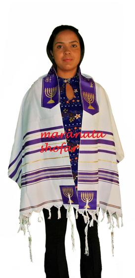 Imagem de Talit Especial Profeta Isaías Roxo - Importado De Israel