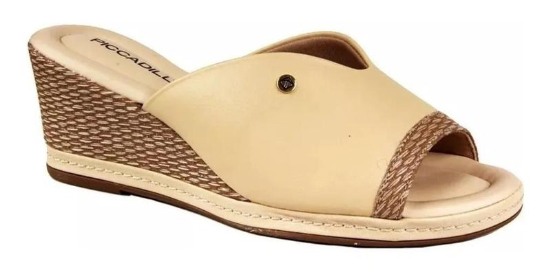 Imagem de Tamanco Feminino Anabela Piccadilly 408149 - Creme Tamanho 38