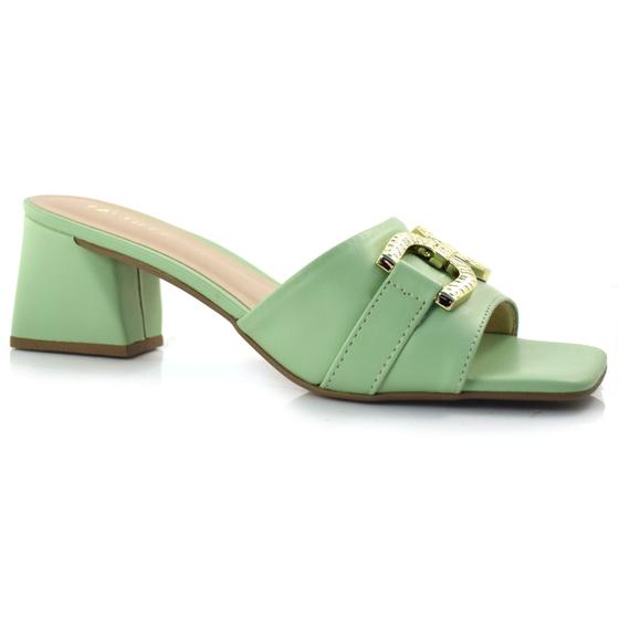 Imagem de Tamanco Feminino com Salto Bloco Lacolly Verde 75057