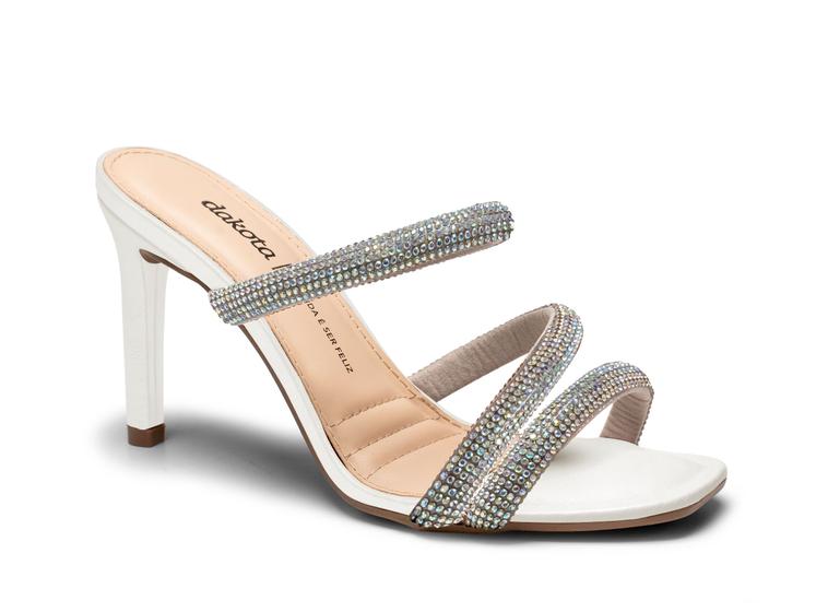 Imagem de Tamanco Feminino Dakota Strass Brilhos Salto Fino Z9391