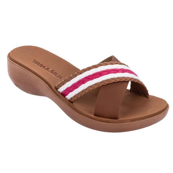 Tamanco feminino sandalia terra e água confortável anabela