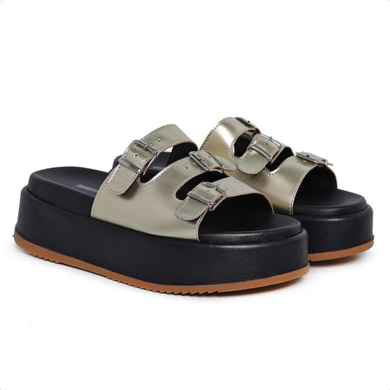 Imagem de Tamanco Feminino Slide FlatForm Salto Baixo Plataforma AnaBela Salto Reto Leve Macio Comfy