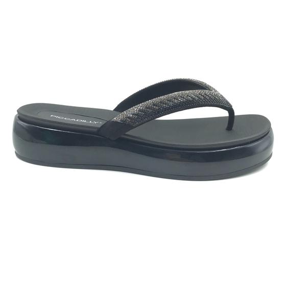 Imagem de Tamanco Piccadilly Flatform com Strass Preto 459006