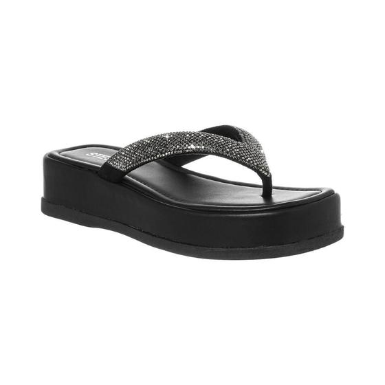 Imagem de Tamanco Plataforma Flatform Feminino Chinelo de Dedo Strass