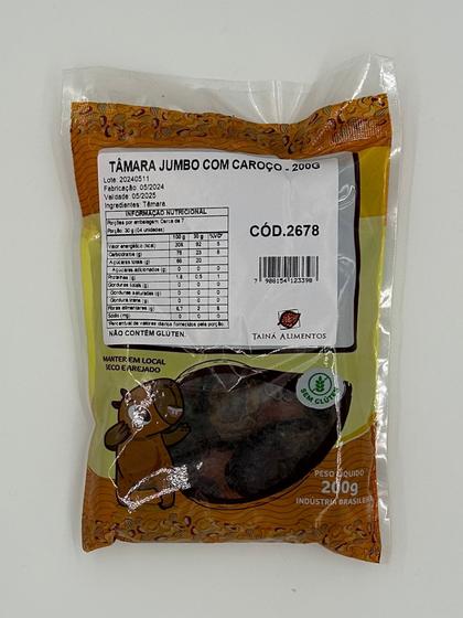 Imagem de Tâmara Jumbo Com Caroço Sem Glúten Tainá 200 g