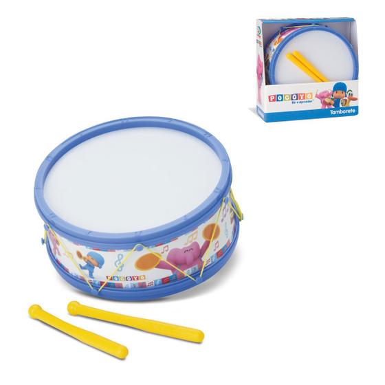 Tamborete Pocoyo e Baquetas Instrumentos Musicais Infantis Cardoso Toys