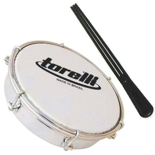 Imagem de Tamborim Torelli Pele Leitosa Corpo Branco + Baqueta Tt404