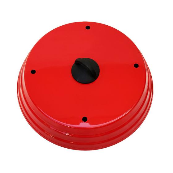 Imagem de Tampa Abafador De Pizza Em Alúminio Grande 40cm - Vermelho Caseira Grelha Pão Pizzaria Churrasqueira Lanche Hamburguer