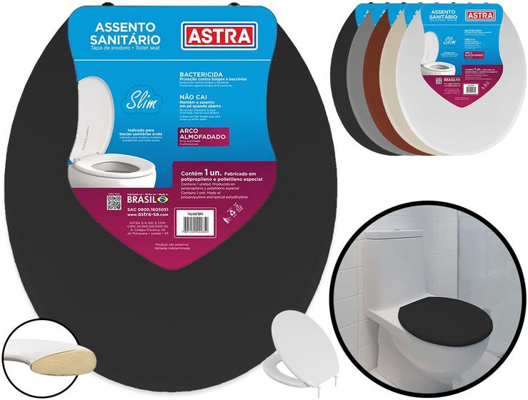 Tampa Assento Privada Vaso Sanitário Oval Slim Almofadado Universal Astra Menor preço em Tampa Assento Privada Vaso Sanitário Oval Slim Almofadado Universal Astra