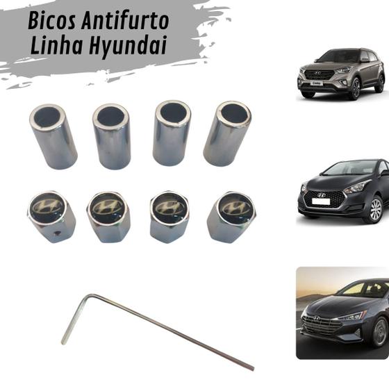 Tampa Bico Valvula Antifurto Pneu Capa Cromada Linha Hyundai Carmix