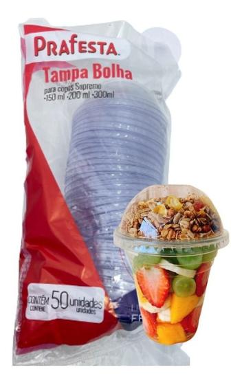 Imagem de Tampa Bolha Sem Furo Prafesta Supremo para Copos 150ml/200ml/300ml - 100 unidades